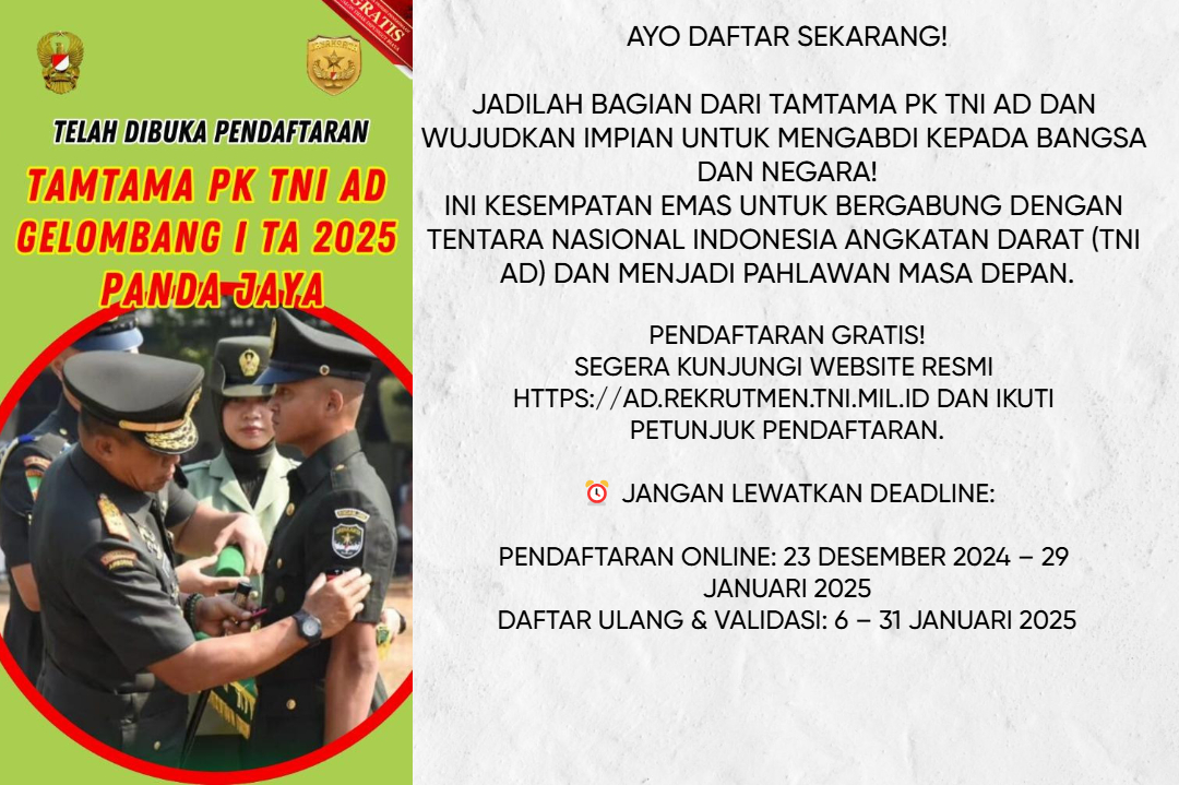 Pembukaan Pendidikan Pertama Tamtama Rindam Jaya